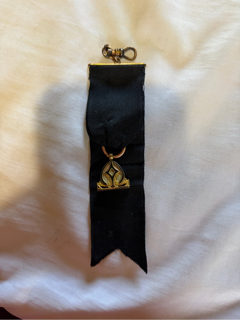 Antique Block enamel watch fov, fraternal lodge pendant